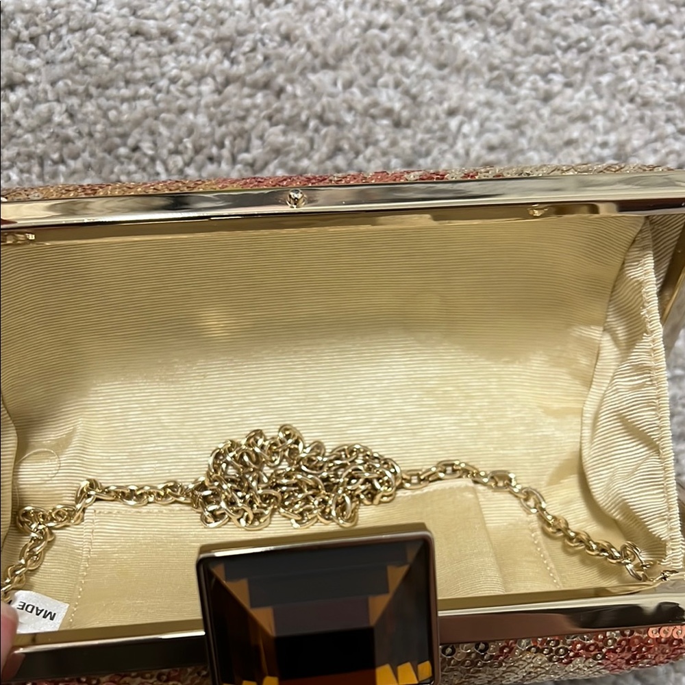 Sondra Roberts Sequin Clutch Bag - Gold and Orange - Picture 7 of 8